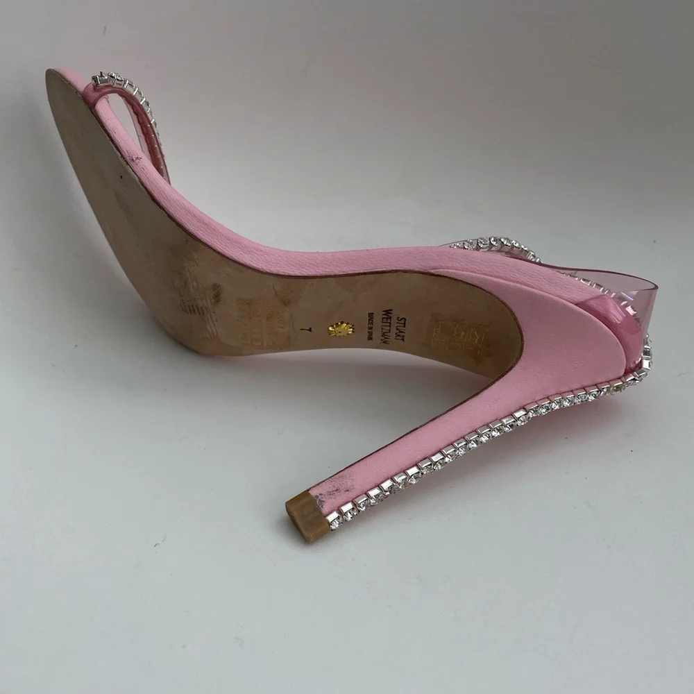 Stuart Weitzman women Nudistglam 100 Rose Pink Sandals size 7 party heels